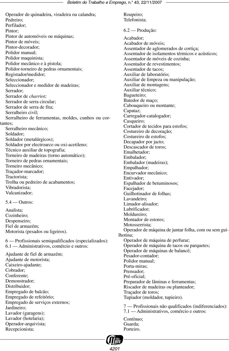 serra de fita; Serralheiro civil; Serralheiro de ferramentas, moldes, cunhos ou cortantes; Serralheiro mecânico; Soldador; Soldador (metalúrgicos); Soldador por electroarco ou oxi-acetileno; Técnico