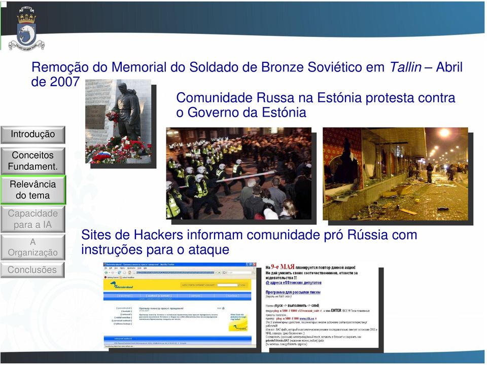 contra o Governo da Estónia Introdução Sites de Hackers