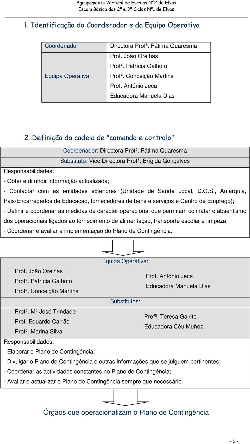 Brígida Gonçalves Responsabilidades: - Obter e difundir informação actualizada; - Contactar com as entidades exteriores (Unidade de Sa