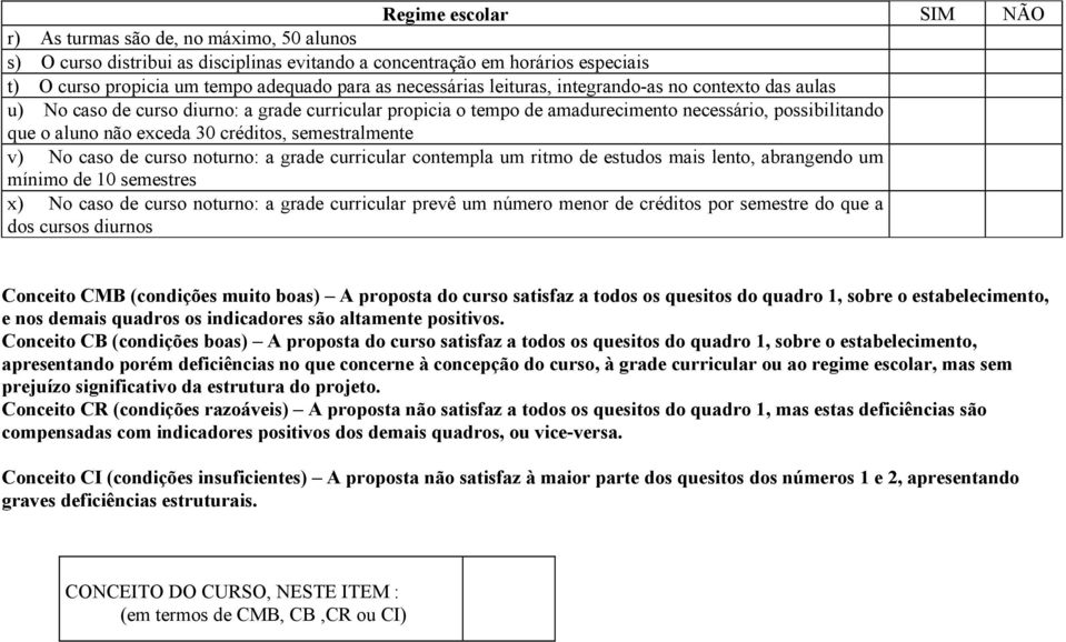 créditos, semestralmente v) No caso de curso noturno: a grade curricular contempla um ritmo de estudos mais lento, abrangendo um mínimo de 10 semestres x) No caso de curso noturno: a grade curricular