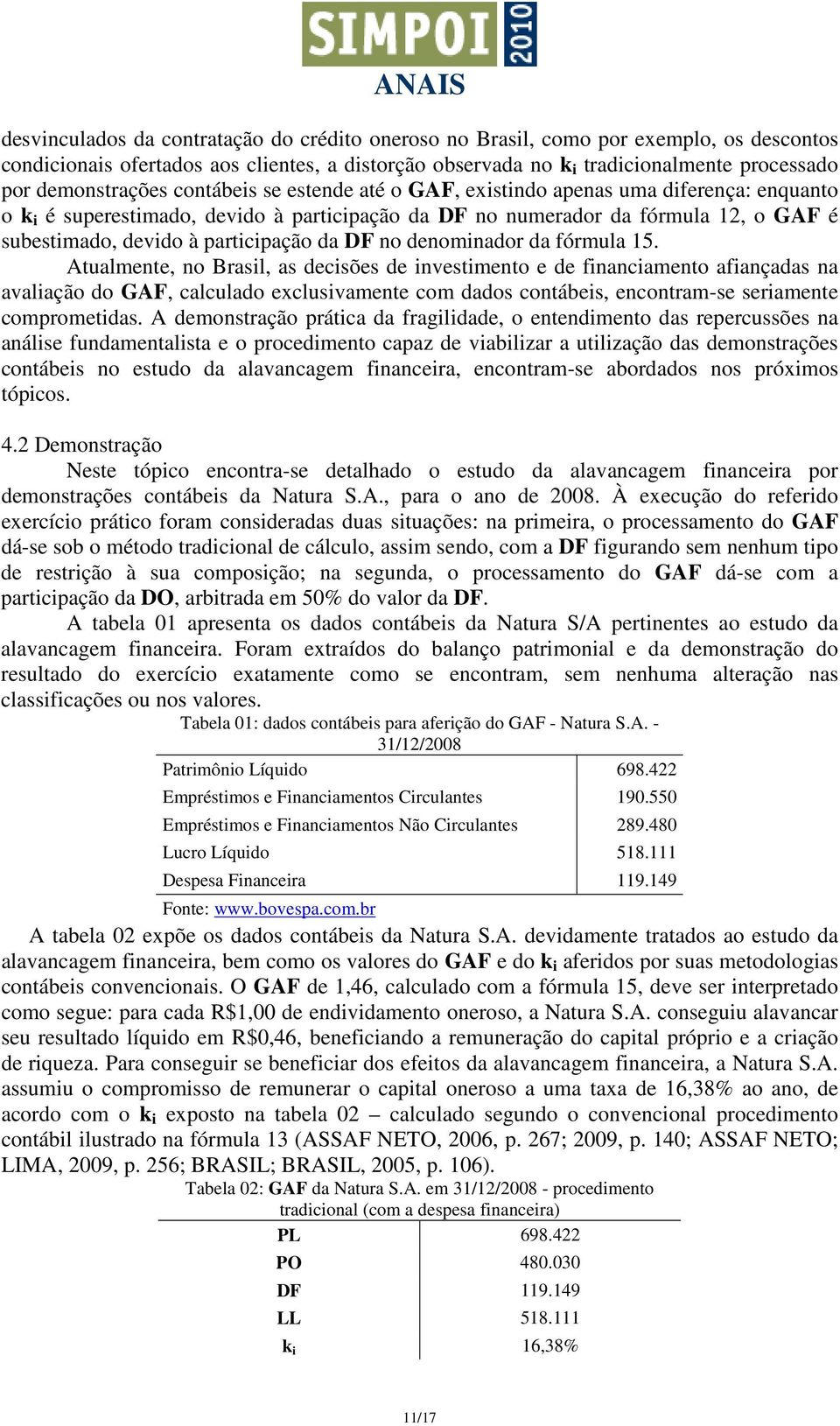 participação da DF no denominador da fórmula 15.