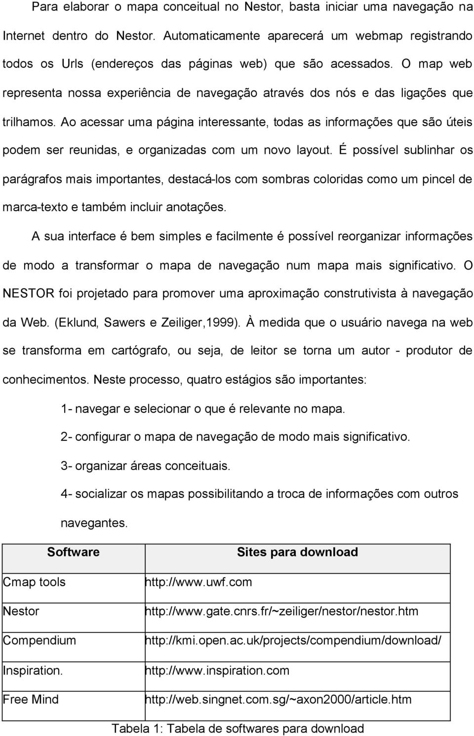 O map web representa nossa experiência de navegação através dos nós e das ligações que trilhamos.