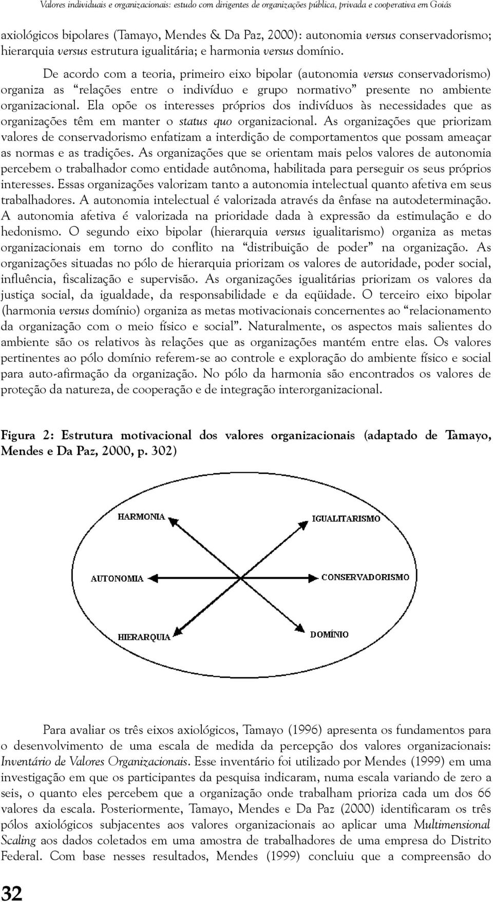 De acordo com a teoria, primeiro eixo bipolar (autonomia versus conservadorismo) organiza as relações entre o indivíduo e grupo normativo presente no ambiente organizacional.