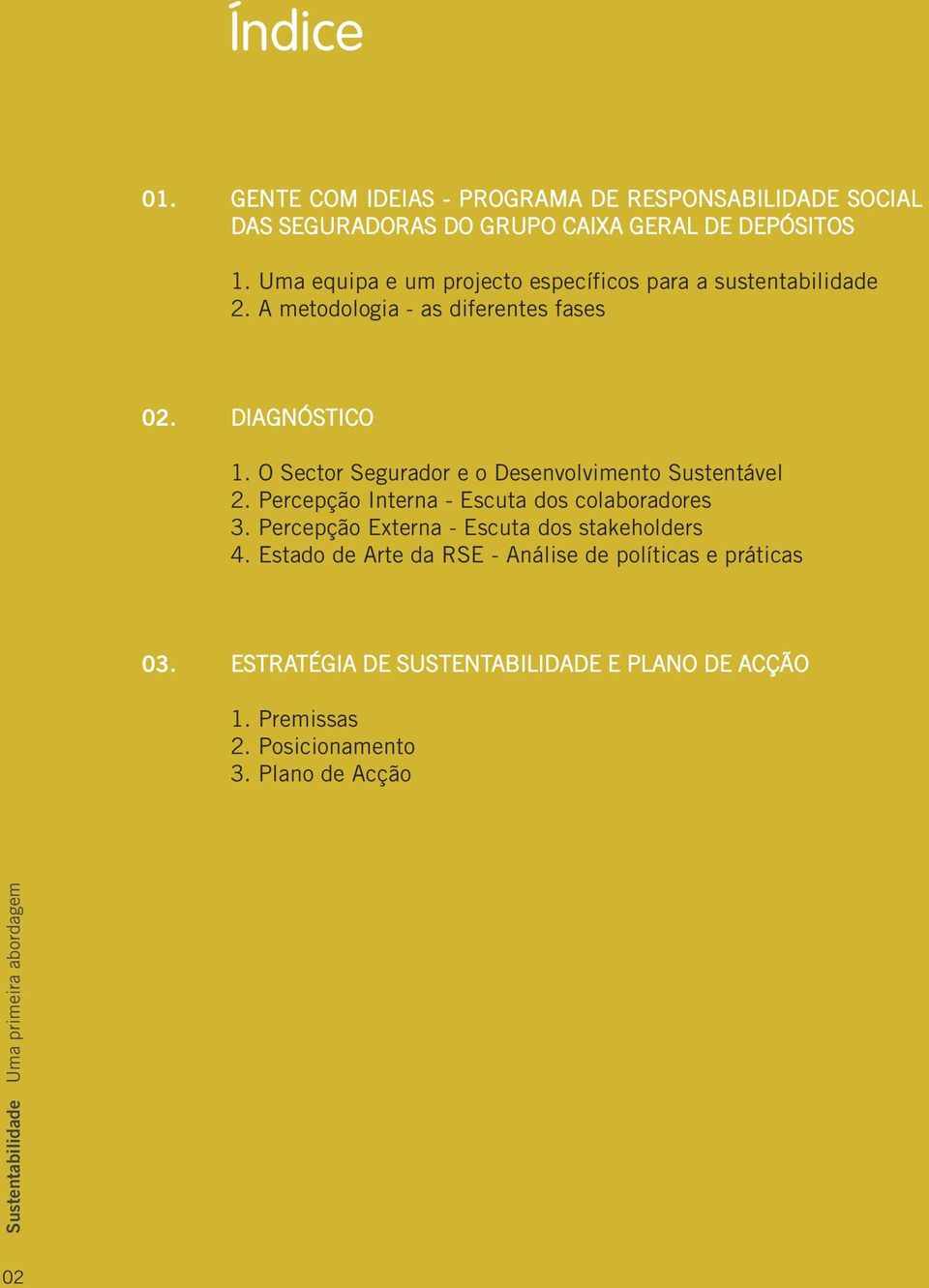 O Sector Segurador e o Desenvolvimento Sustentável 2. Percepção Interna - Escuta dos colaboradores 3.