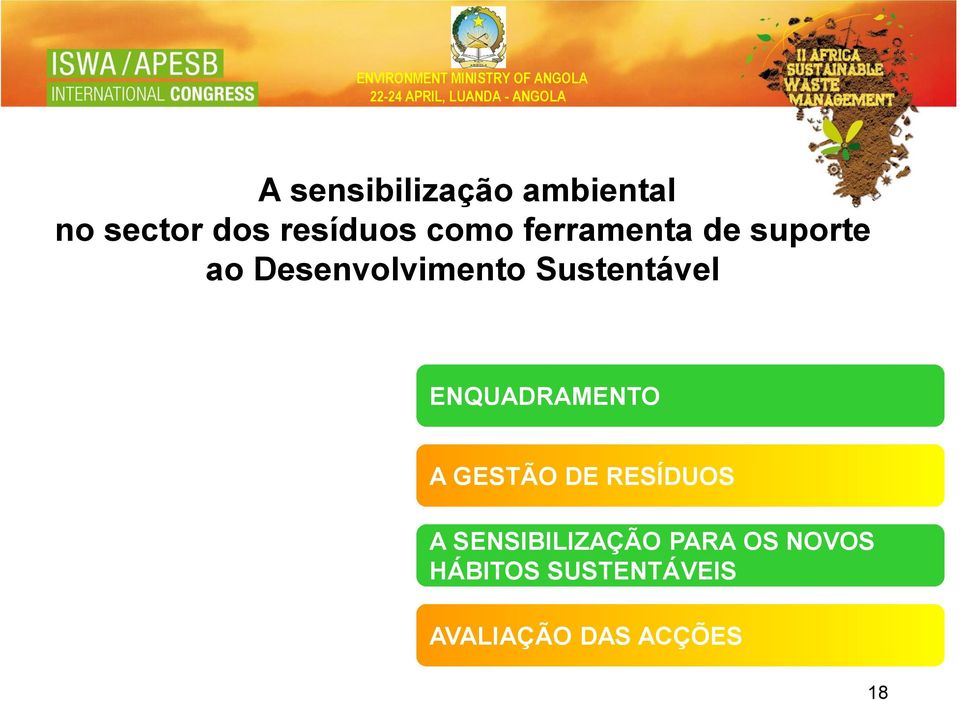 ENQUADRAMENTO A GESTÃO DE RESÍDUOS A SENSIBILIZAÇÃO