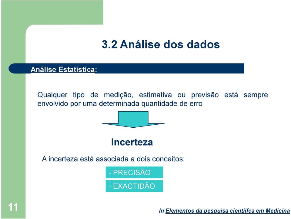 erro Incerteza A incerteza está associada a dois conceitos: -