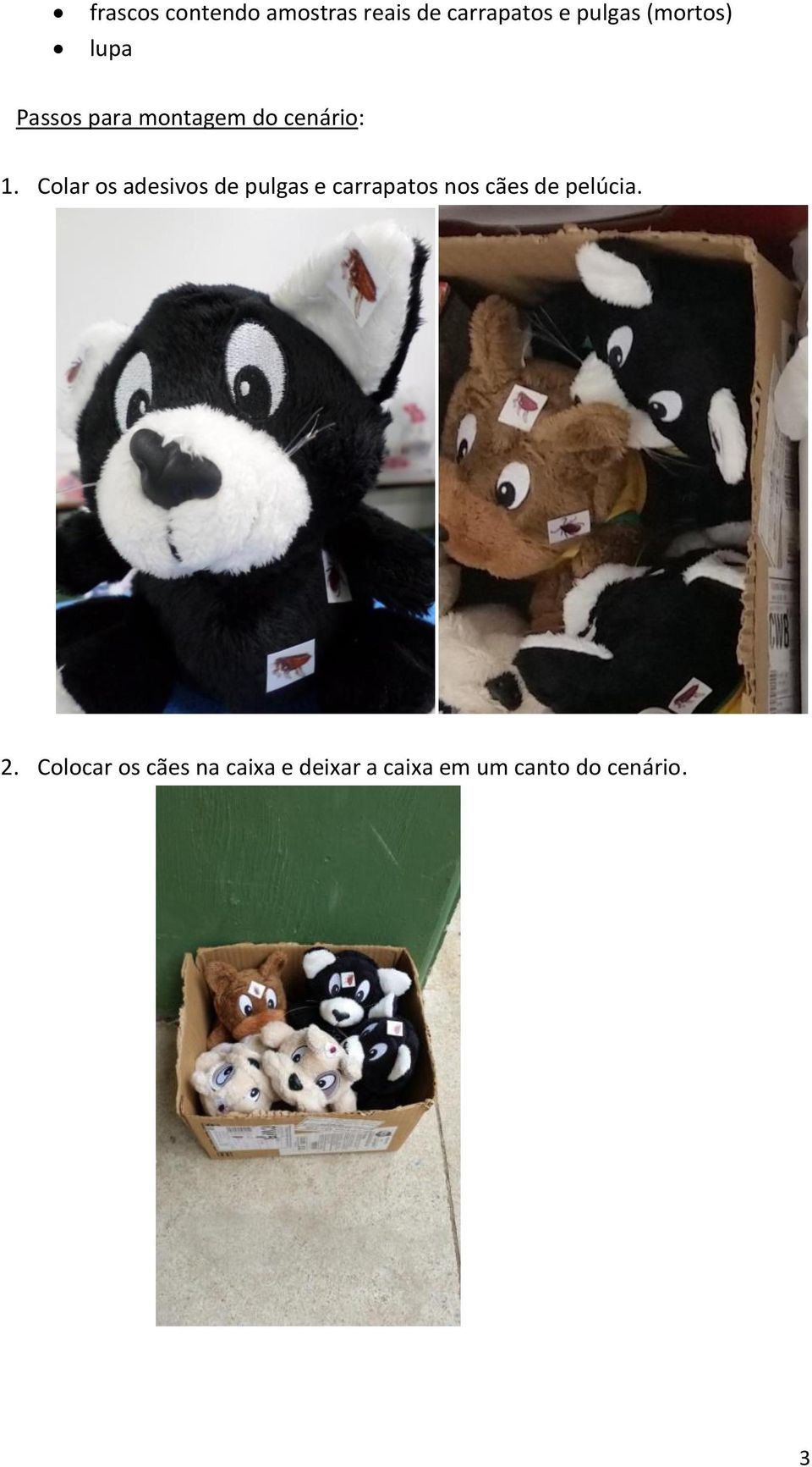 Colar os adesivos de pulgas e carrapatos nos cães de