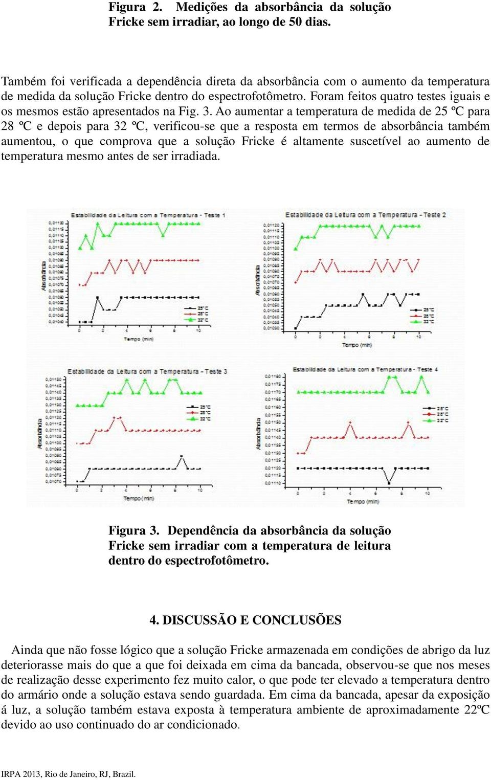 Foram feitos quatro testes iguais e os mesmos estão apresentados na Fig. 3.