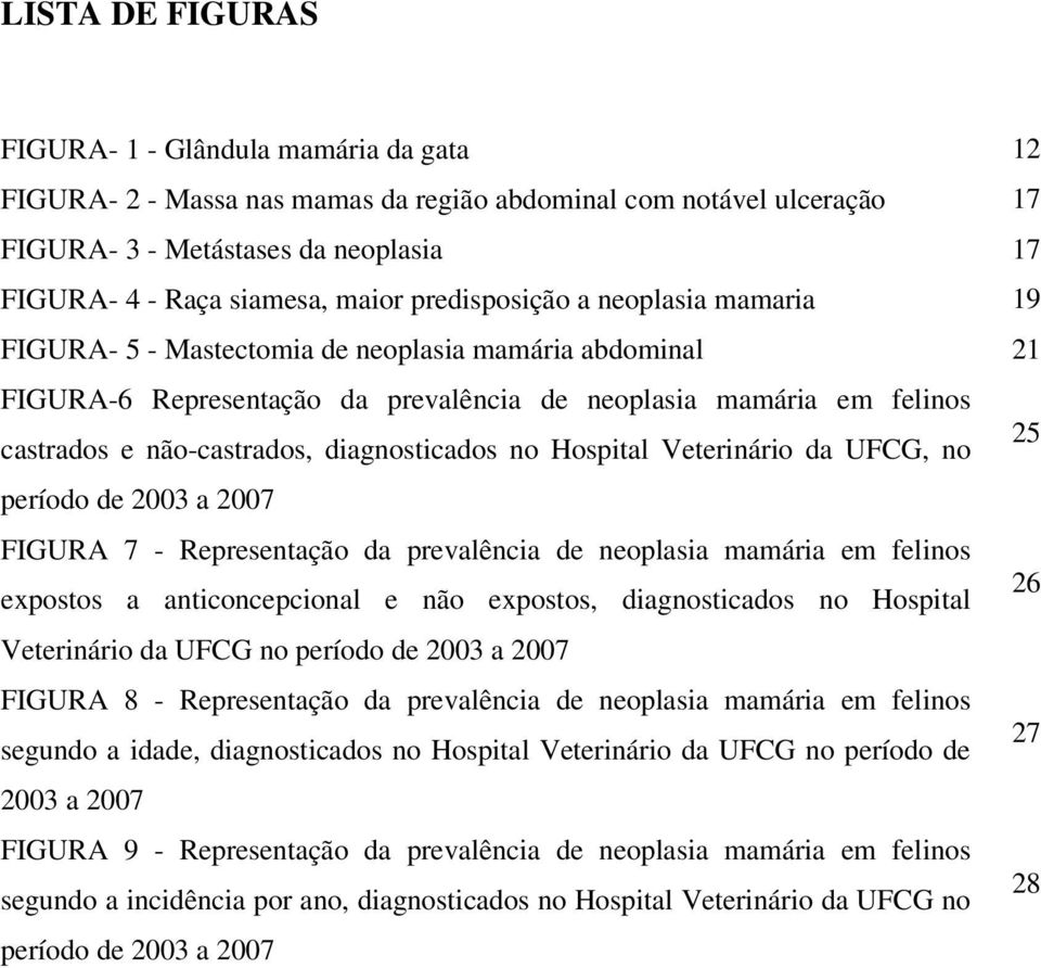 não-castrados, diagnosticados no Hospital Veterinário da UFCG, no período de 2003 a 2007 FIGURA 7 - Representação da prevalência de neoplasia mamária em felinos 26 expostos a anticoncepcional e não