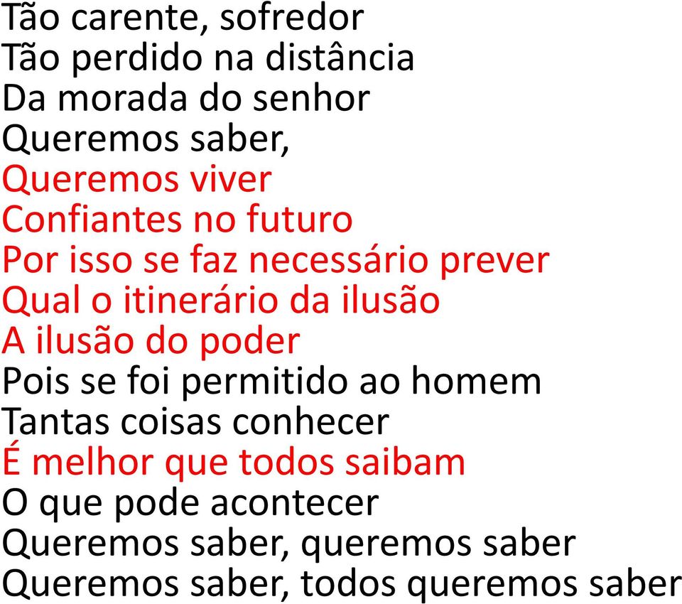 ilusão do poder Pois se foi permitido ao homem Tantas coisas conhecer É melhor que todos