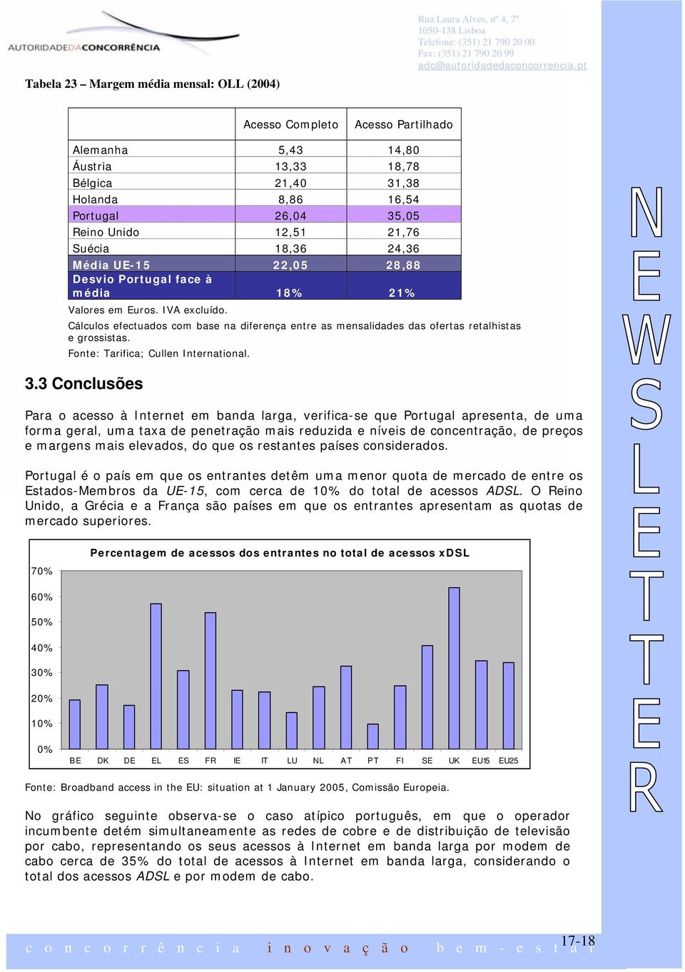 Cálculos efectuados com base na diferença entre as mensalidades das ofertas retalhistas e grossistas. Fonte: Tarifica; Cullen International. 3.