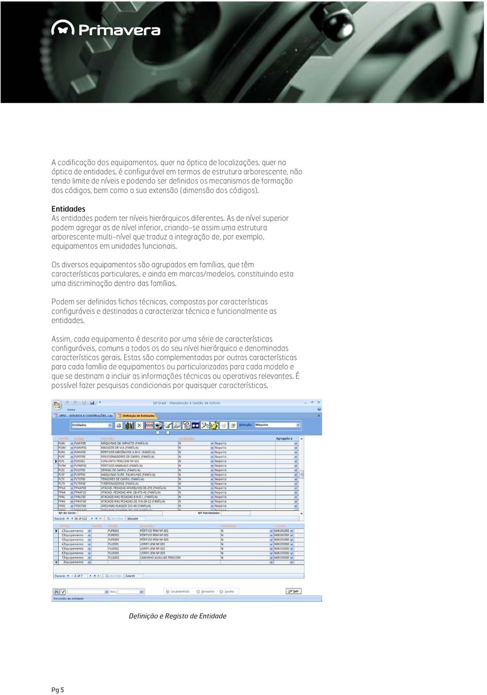 As de nível superior podem agregar as de nível inferior, criando-se assim uma estrutura arborescente multi-nível que traduz a integração de, por exemplo, equipamentos em unidades funcionais.