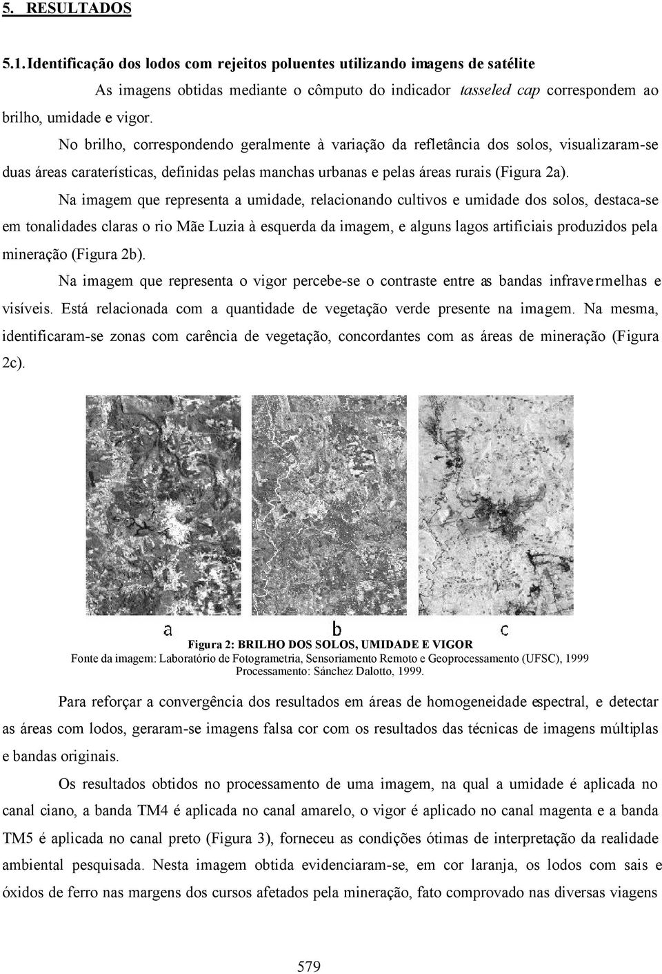 No brilho, correspondendo geralmente à variação da refletância dos solos, visualizaram-se duas áreas caraterísticas, definidas pelas manchas urbanas e pelas áreas rurais (Figura 2a).