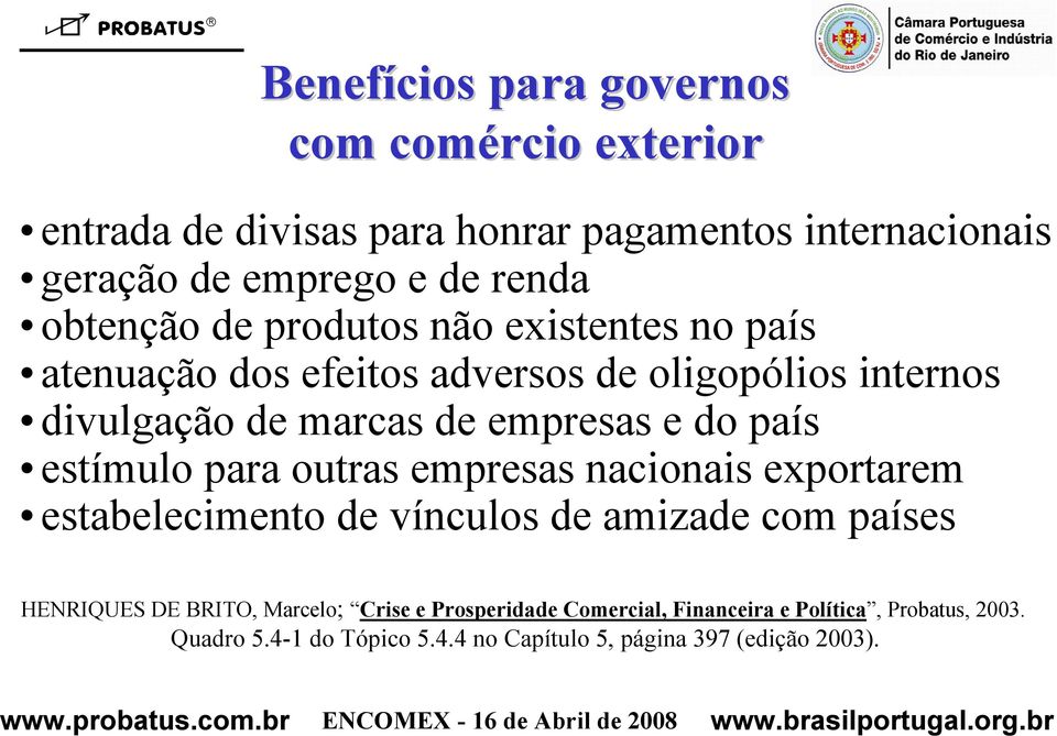 país estímulo para outras empresas nacionais exportarem estabelecimento de vínculos de amizade com países HENRIQUES DE BRITO, Marcelo;