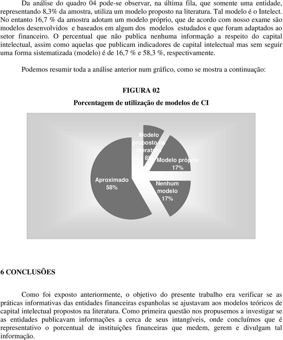 O percentual que não publica nenhuma informação a respeito do capital intelectual, assim como aquelas que publicam indicadores de capital intelectual mas sem seguir uma forma sistematizada (modelo) é