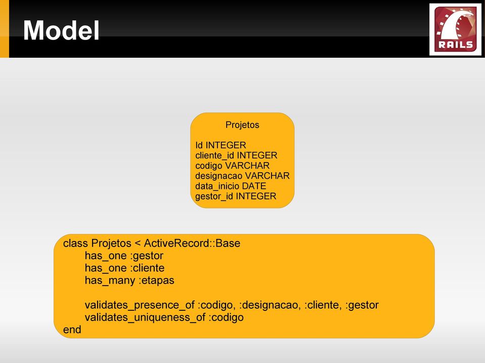 ActiveRecord::Base has_one :gestor has_one :cliente has_many :etapas end