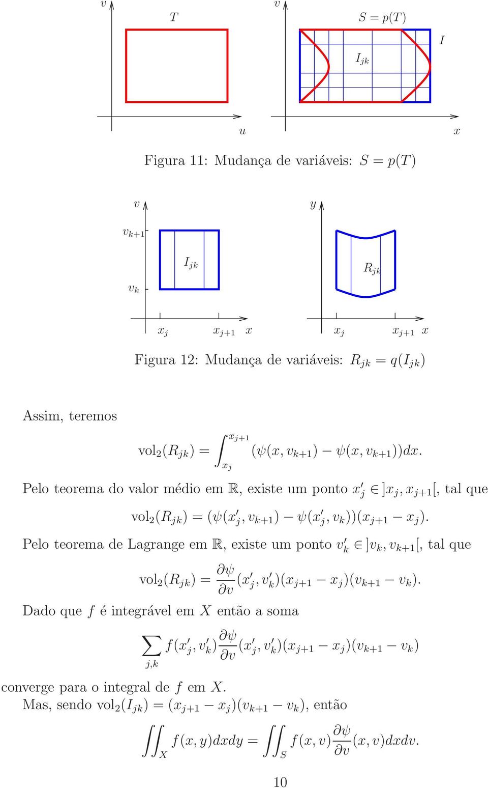 Pelo teorema de Lagrange em R, eiste um ponto v k ]v k,v k+1 [, tal que vol (R jk ) = ψ v ( j,v k )( j+1 j )(v k+1 v k ).