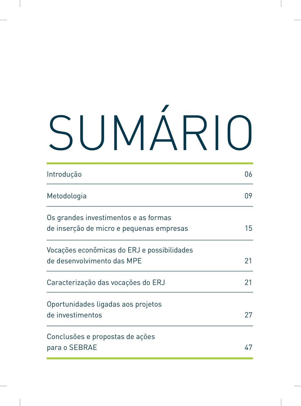 possibilidades de desenvolvimento das MPE 21 Caracterização das vocações do ERJ 21