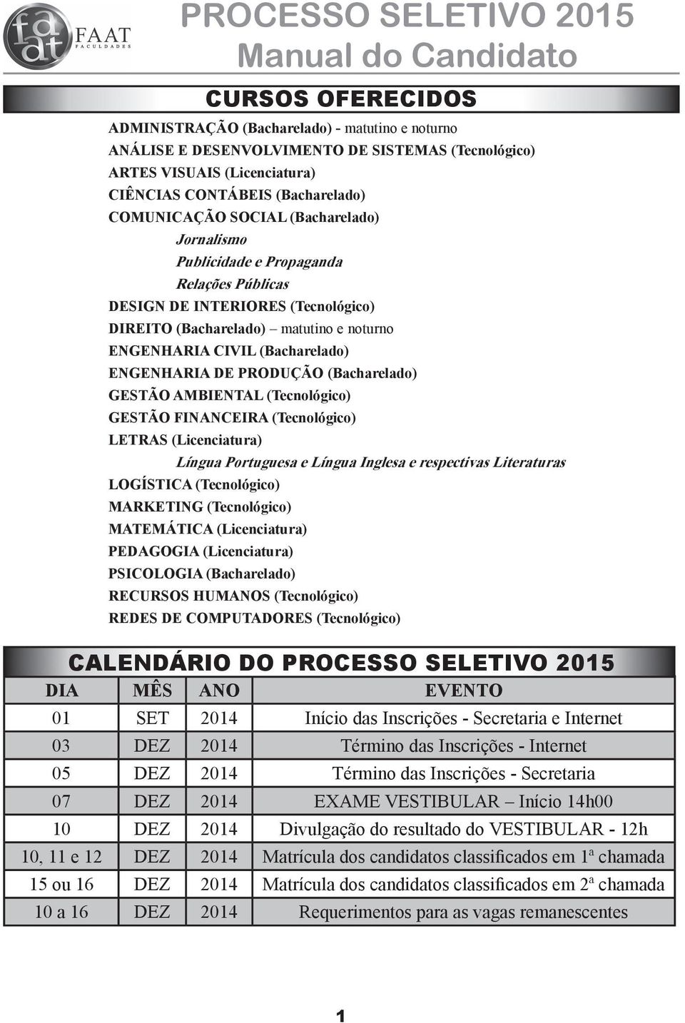 GESTÃO AMBIENTAL (Tecnológico) GESTÃO FINANCEIRA (Tecnológico) LETRAS (Licenciatura) Língua Portuguesa e Língua Inglesa e respectivas Literaturas LOGÍSTICA (Tecnológico) MARKETING (Tecnológico)