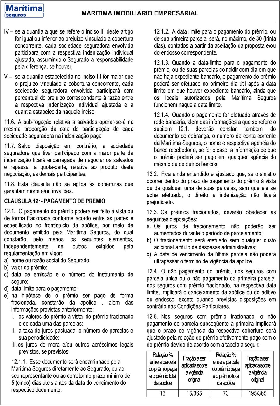 concorrente, cada sociedade seguradora envolvida participará com percentual do prejuízo correspondente à razão entre a respectiva indenização individual ajustada e a quantia estabelecida naquele