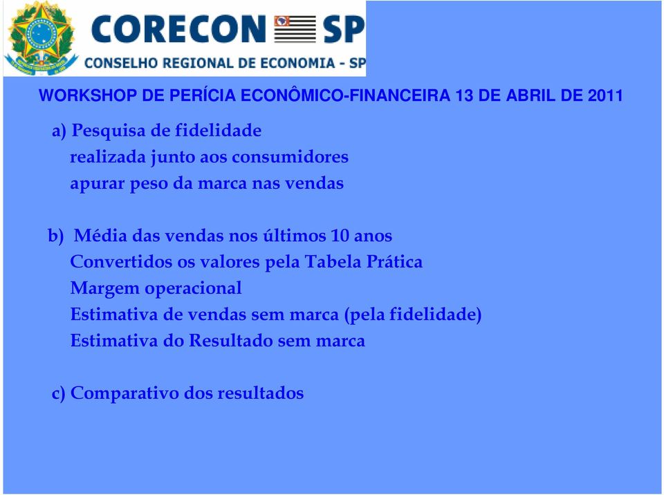 valores pela Tabela Prática Margem operacional Estimativa de vendas sem