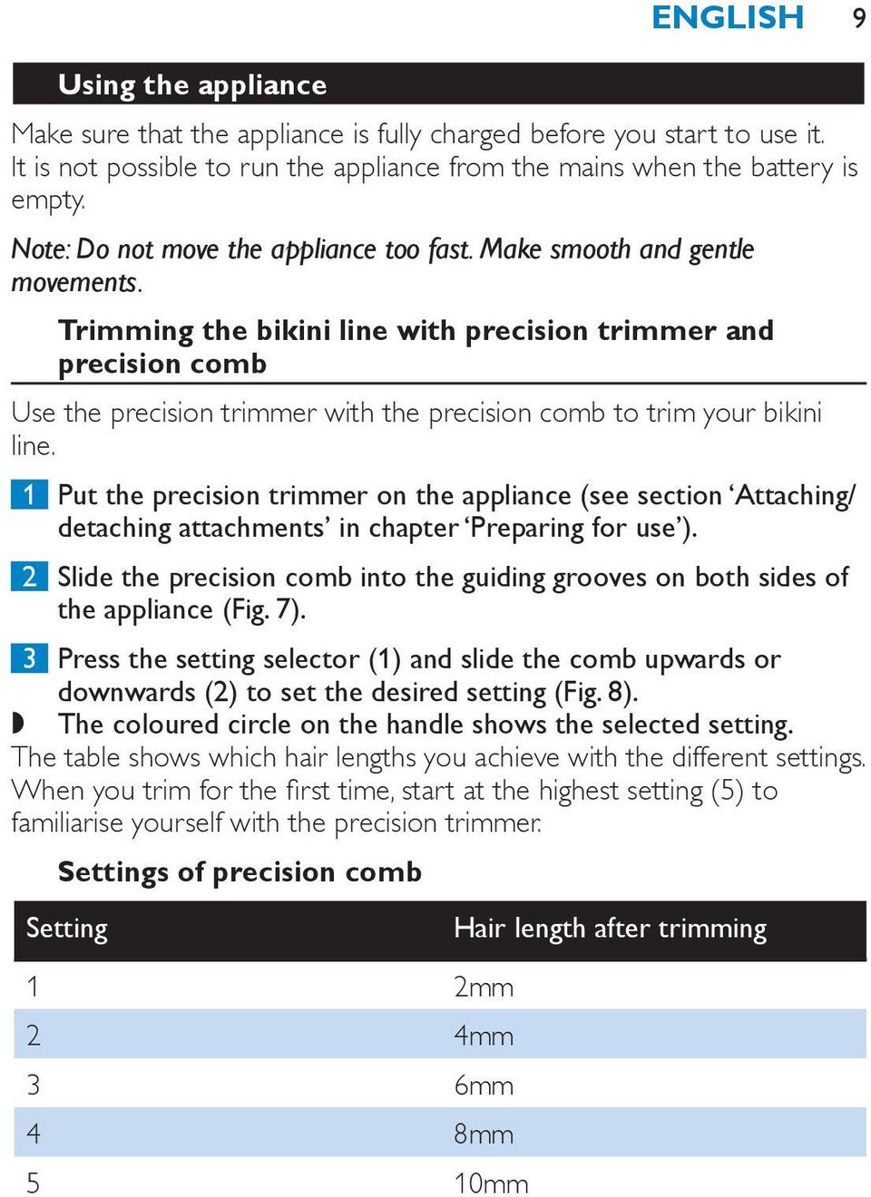 Trimming the bikini line with precision trimmer and precision comb Use the precision trimmer with the precision comb to trim your bikini line.