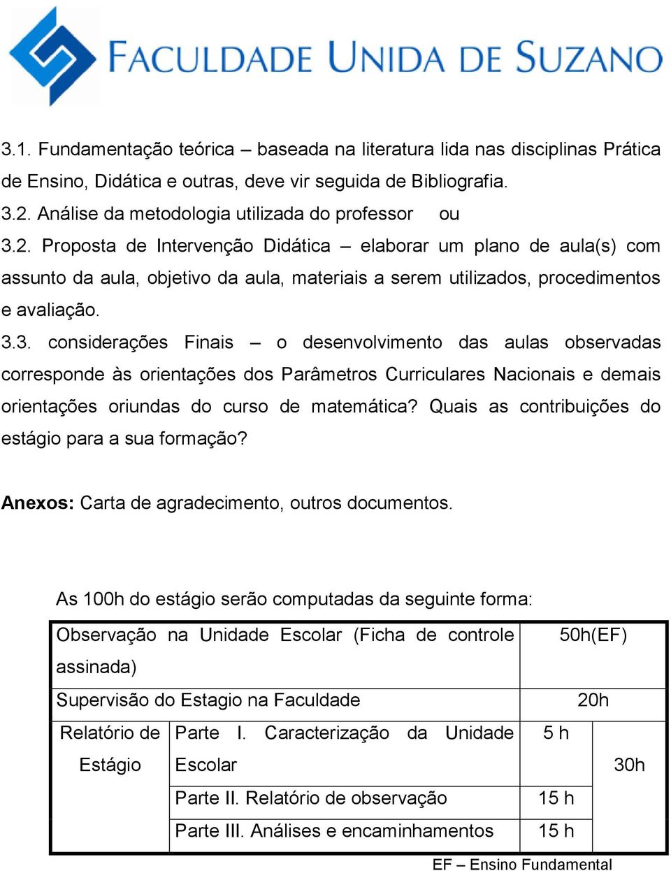 Proposta de Intervenção Didática elaborar um plano de aula(s) com assunto da aula, objetivo da aula, materiais a serem utilizados, procedimentos e avaliação. 3.