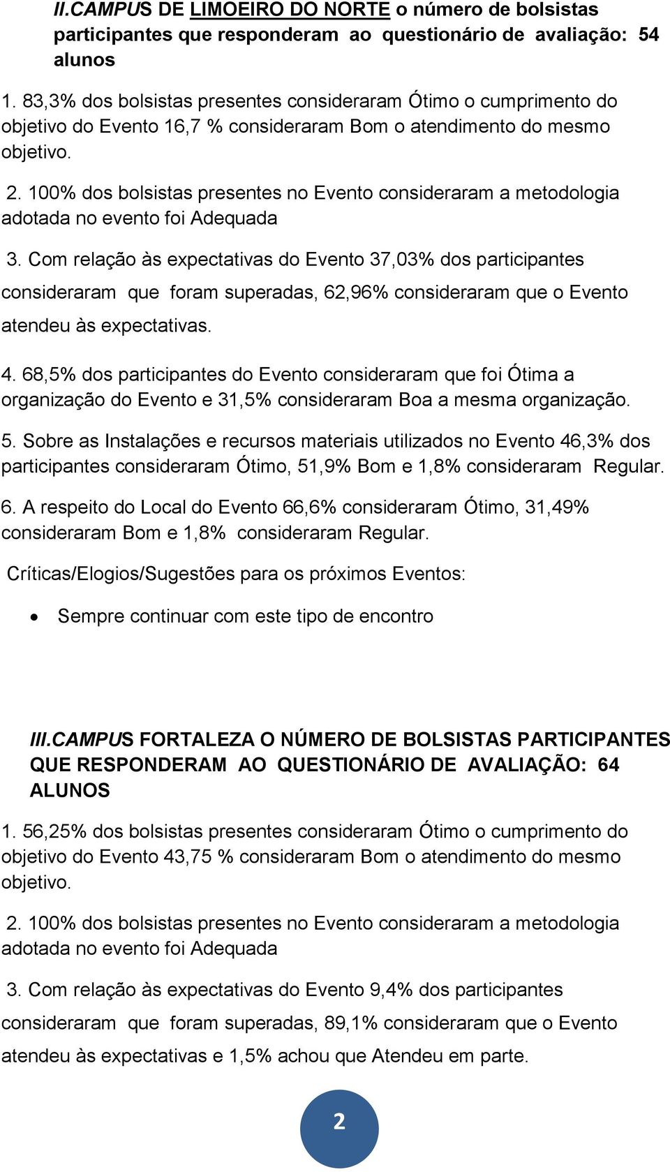 100% dos bolsistas presentes no Evento consideraram a metodologia adotada no evento foi Adequada 3.