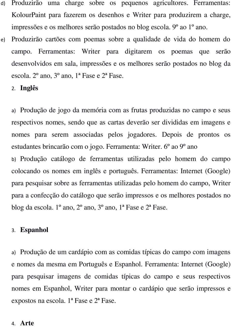 Ferramentas: Writer para digitarem os poemas que serão desenvolvidos em sala, impressões e os melhores serão postados no blog da escola. 2º