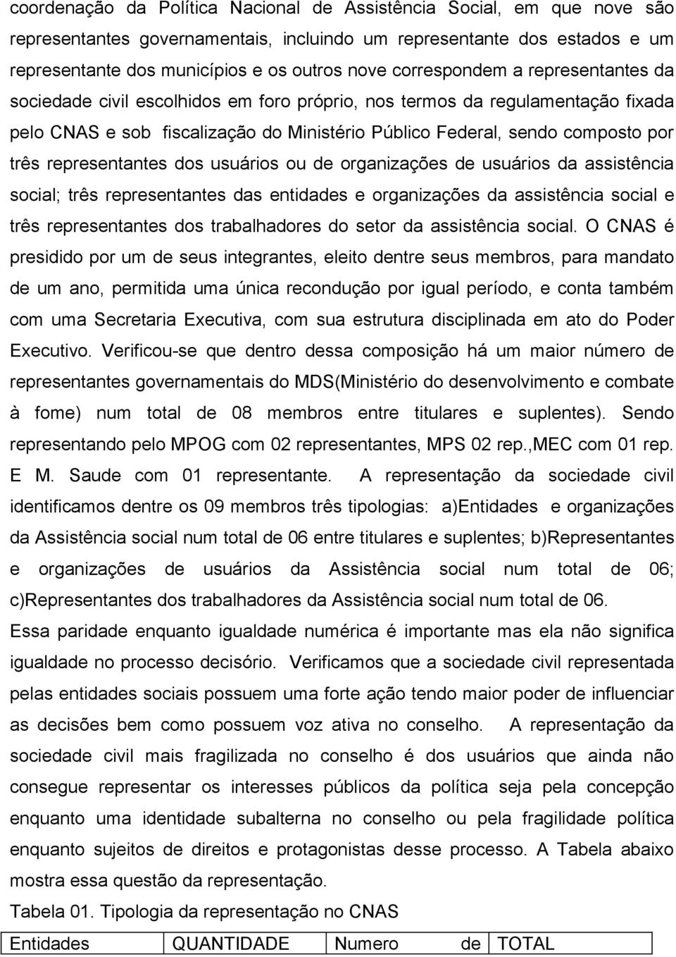 representantes dos usuários ou de organizações de usuários da assistência social; três representantes das entidades e organizações da assistência social e três representantes dos trabalhadores do