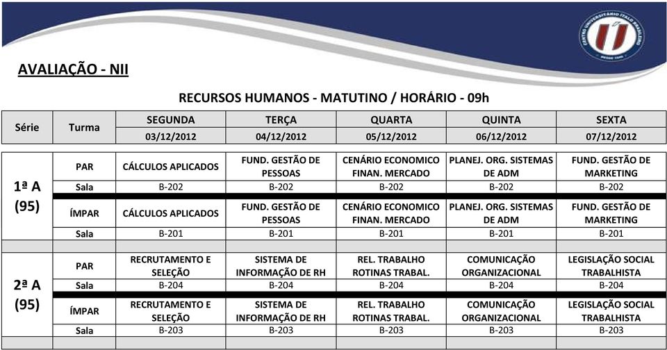 SISTEMAS CÁLCULOS APLICADOS Sala B-202 B-202 B-202 B-202 B-202 CENÁRIO ECONOMICO PLANEJ. ORG.