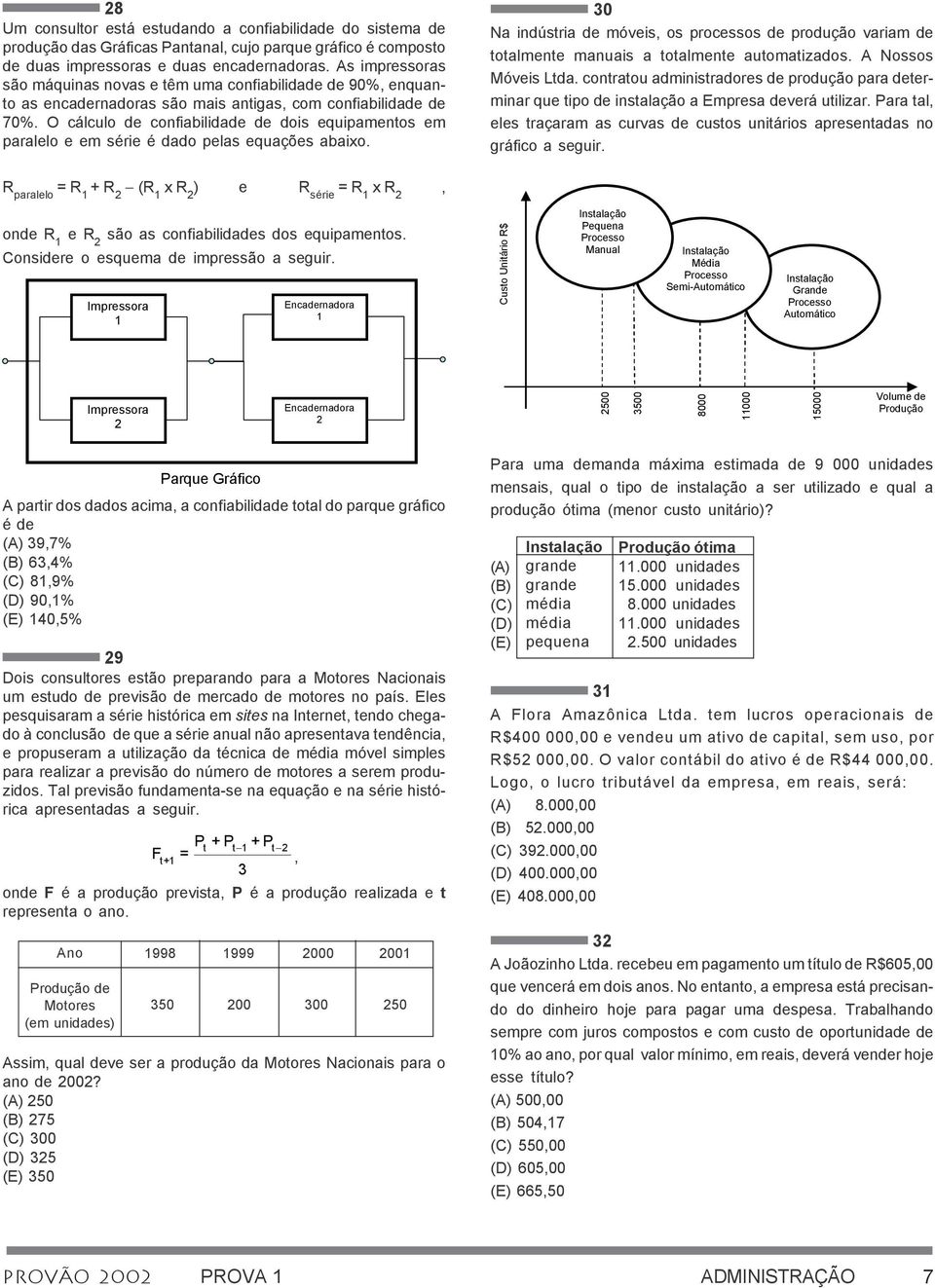 O cálculo d confiabilidad d dois quipamntos m parallo m séri é dado plas quaçõs abaixo. 30 Na indústria d móvis, os procssos d produção variam d totalmnt manuais a totalmnt automatizados.