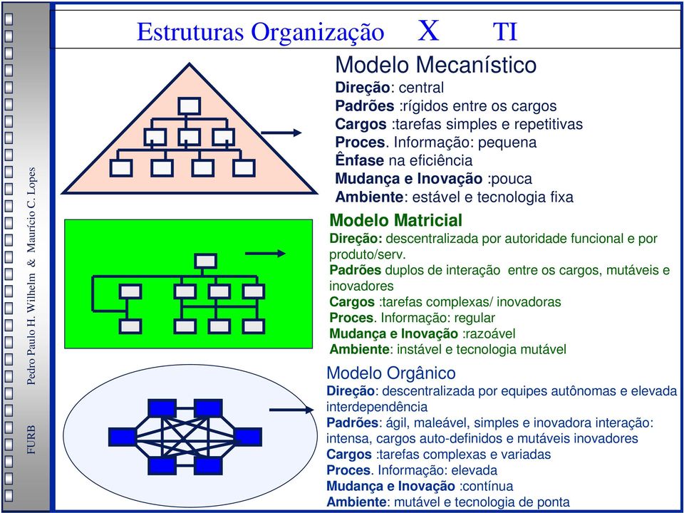 Padrões duplos de interação entre os cargos, mutáveis e inovadores Cargos :tarefas complexas/ inovadoras Proces.