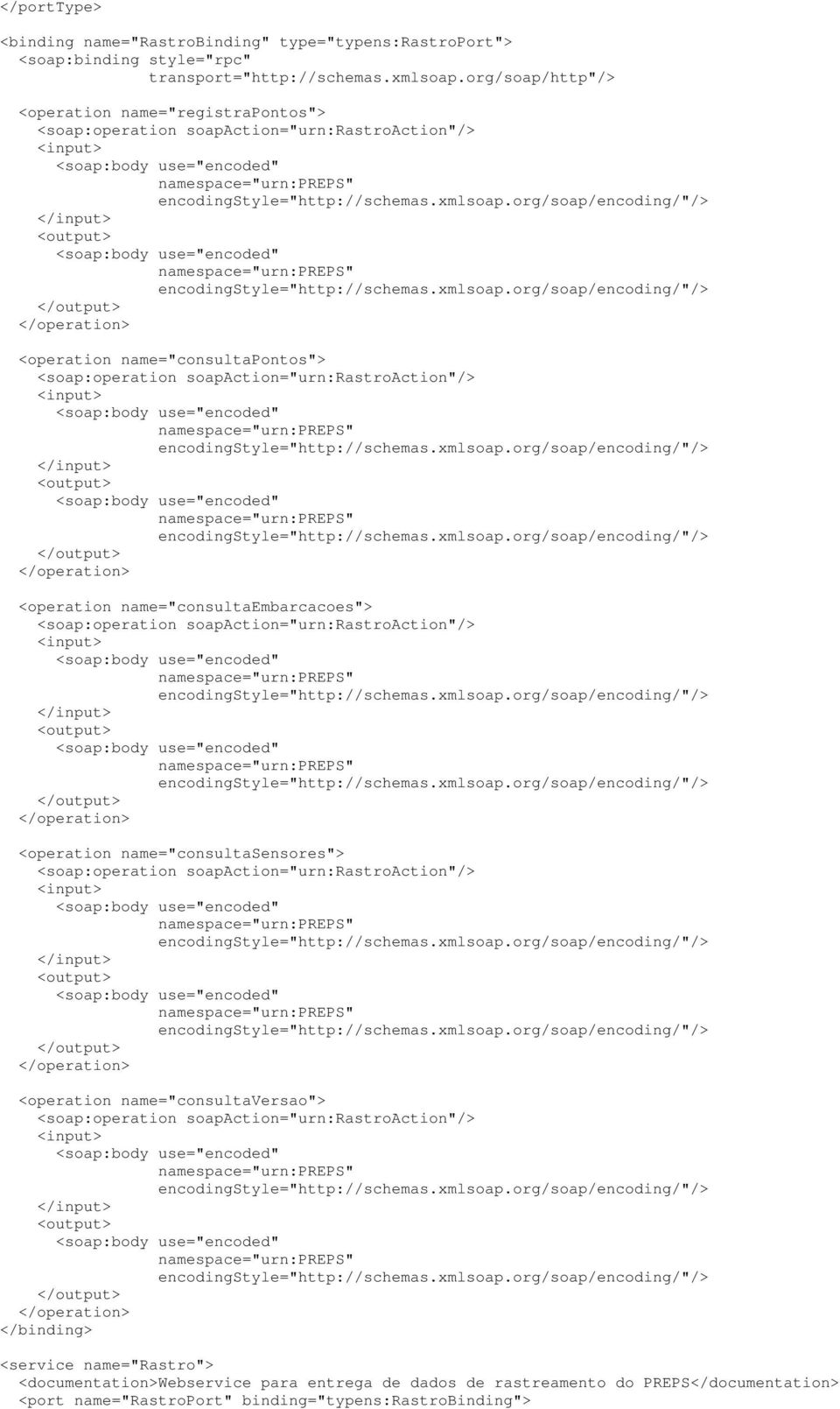 org/soap/encoding/"/> </input> <output> <soap:body use="encoded" namespace="urn:preps" encodingstyle="http://schemas.xmlsoap.
