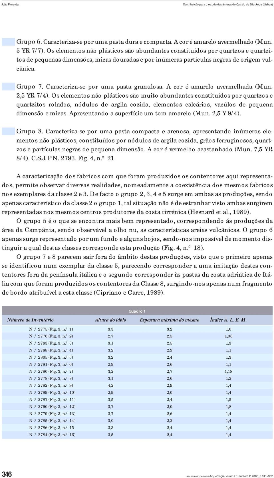 Caracteriza-se por uma pasta granulosa. A cor é amarelo avermelhada (Mun. 2,5 YR 7/4).