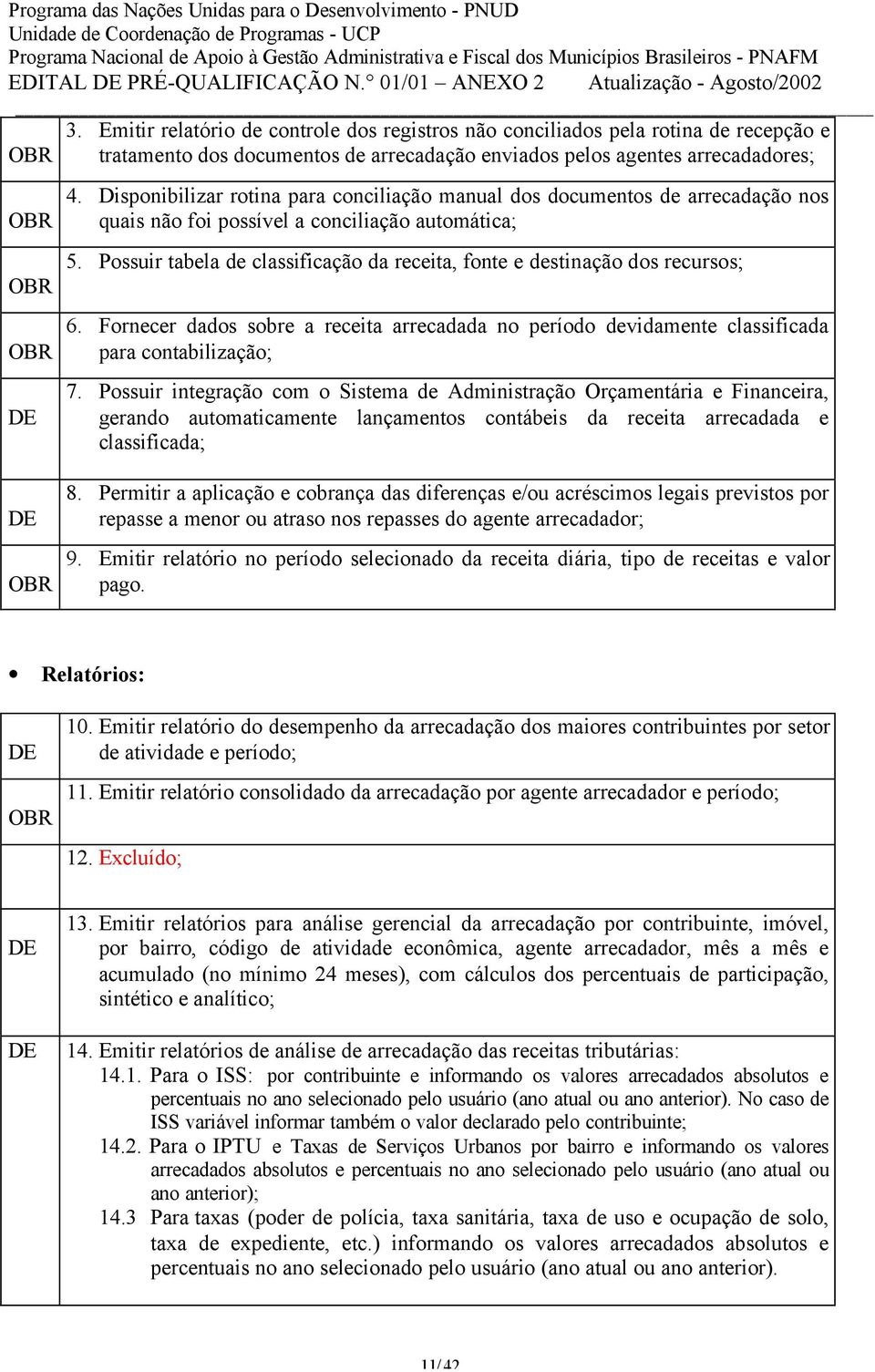 Disponibilizar rotina para conciliação manual dos documentos de arrecadação nos quais não foi possível a conciliação automática; 5.