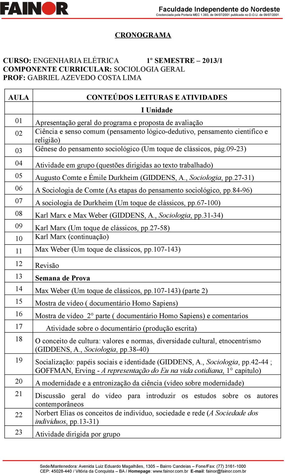 09-23) 04 Atividade em grupo (questões dirigidas ao texto trabalhado) 05 Augusto Comte e Émile Durkheim (GIDDENS, A., Sociologia, pp.