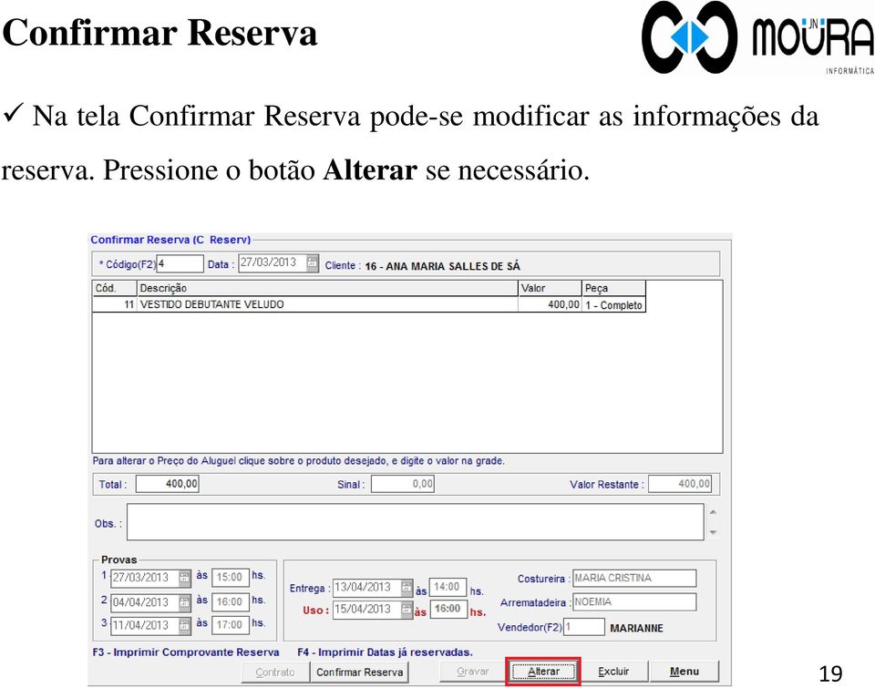 modificar as informações da