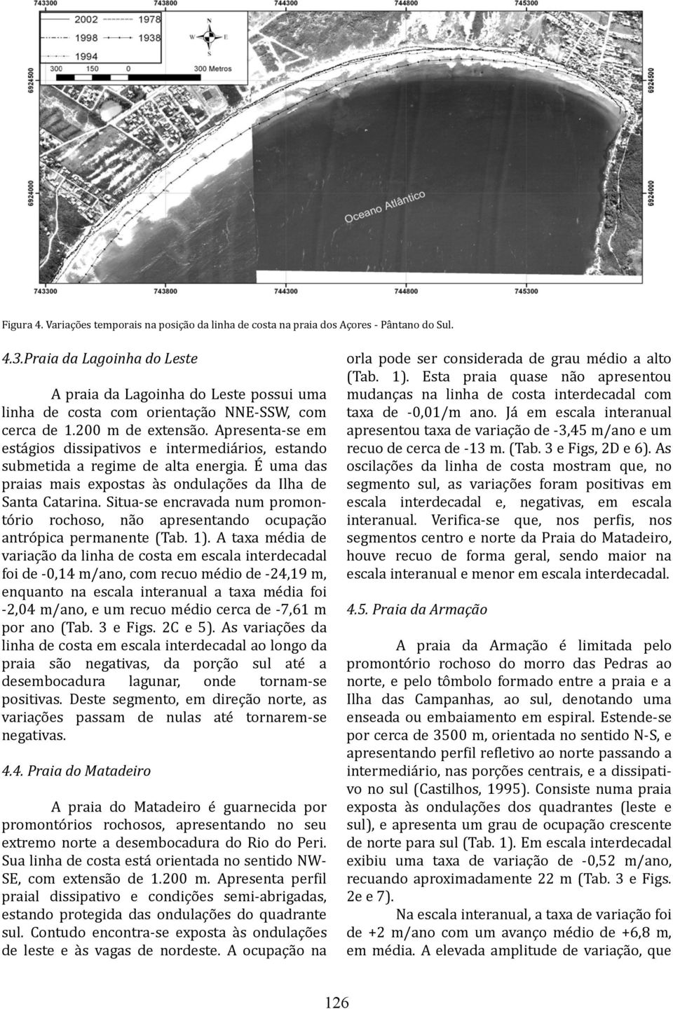 Apresenta-se em estágios dissipativos e intermediários, estando submetida a regime de alta energia. É uma das praias mais expostas às ondulações da Ilha de Santa Catarina.