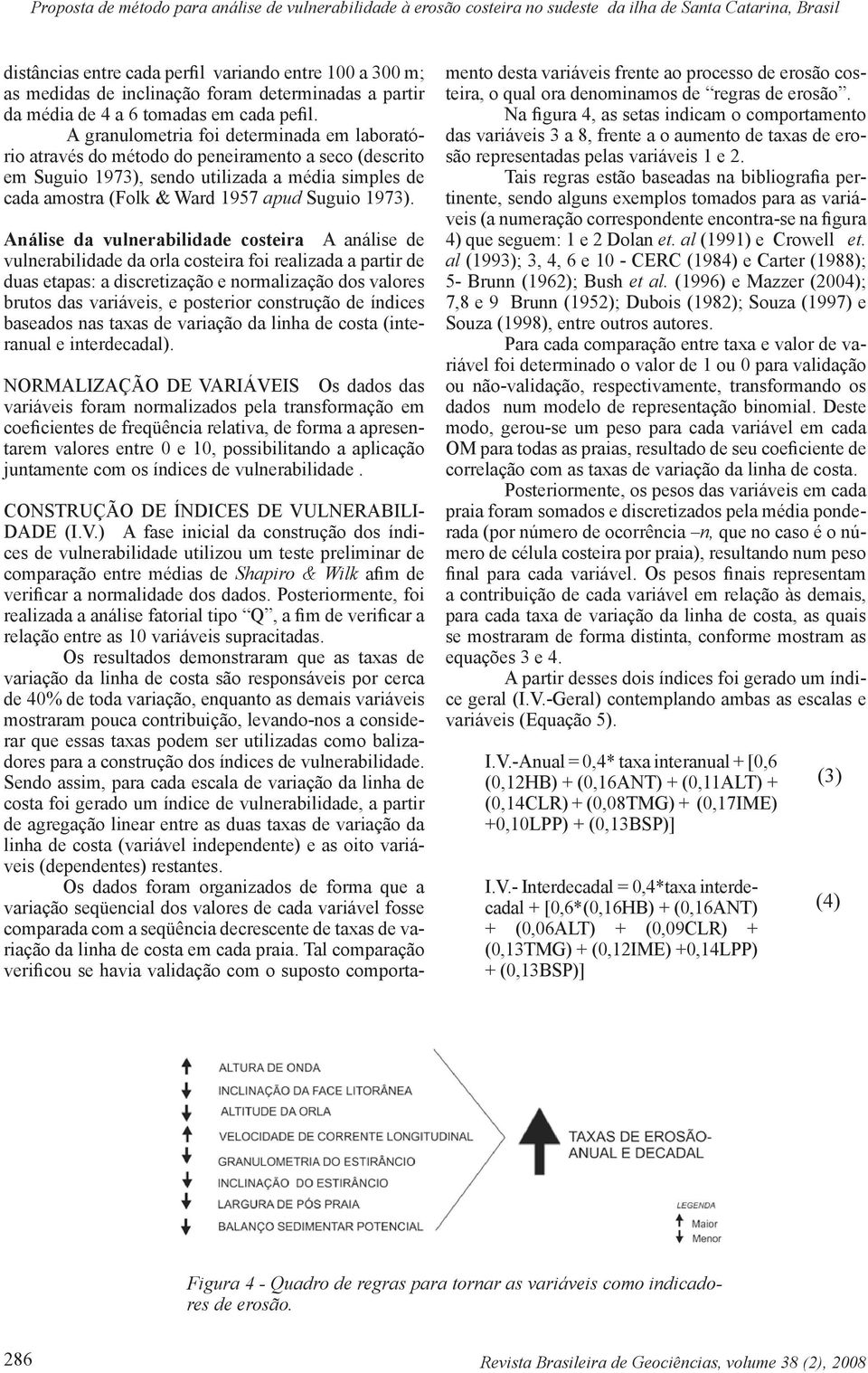 A granulometria foi determinada em laboratório através do método do peneiramento a seco (descrito em Suguio 1973), sendo utilizada a média simples de cada amostra (Folk & Ward 1957 apud Suguio 1973).