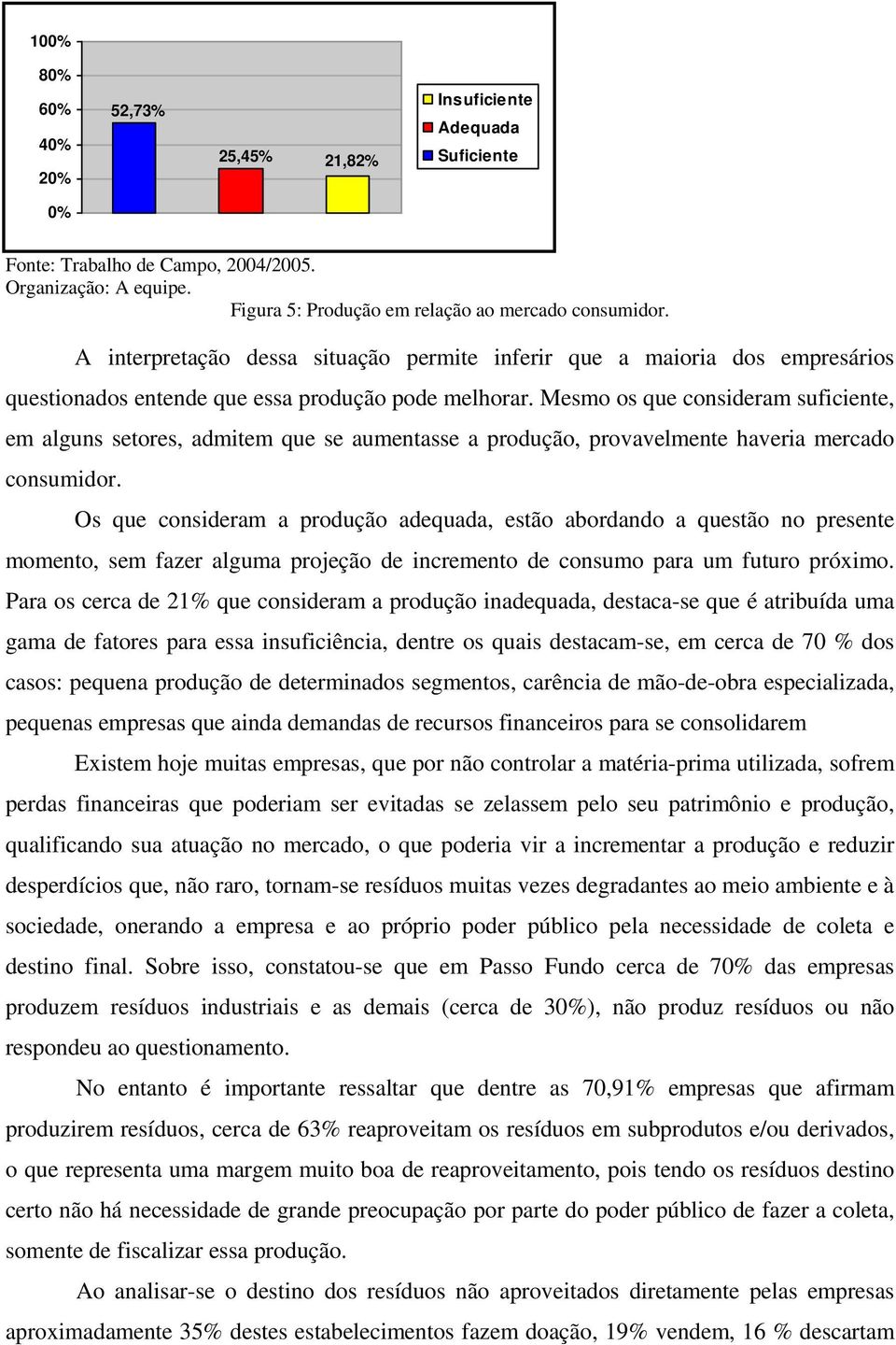 Mesmo os que consideram suficiente, em alguns setores, admitem que se aumentasse a produção, provavelmente haveria mercado consumidor.