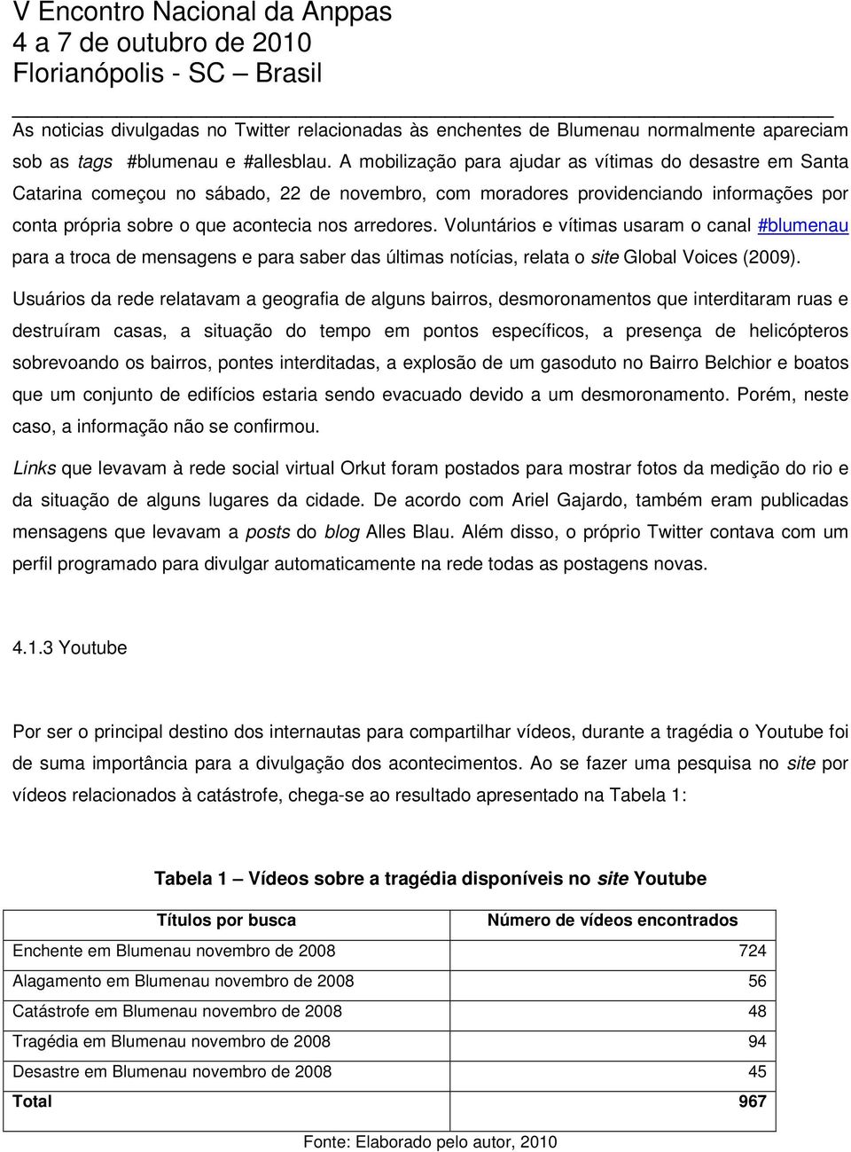 Voluntários e vítimas usaram o canal #blumenau para a troca de mensagens e para saber das últimas notícias, relata o site Global Voices (2009).