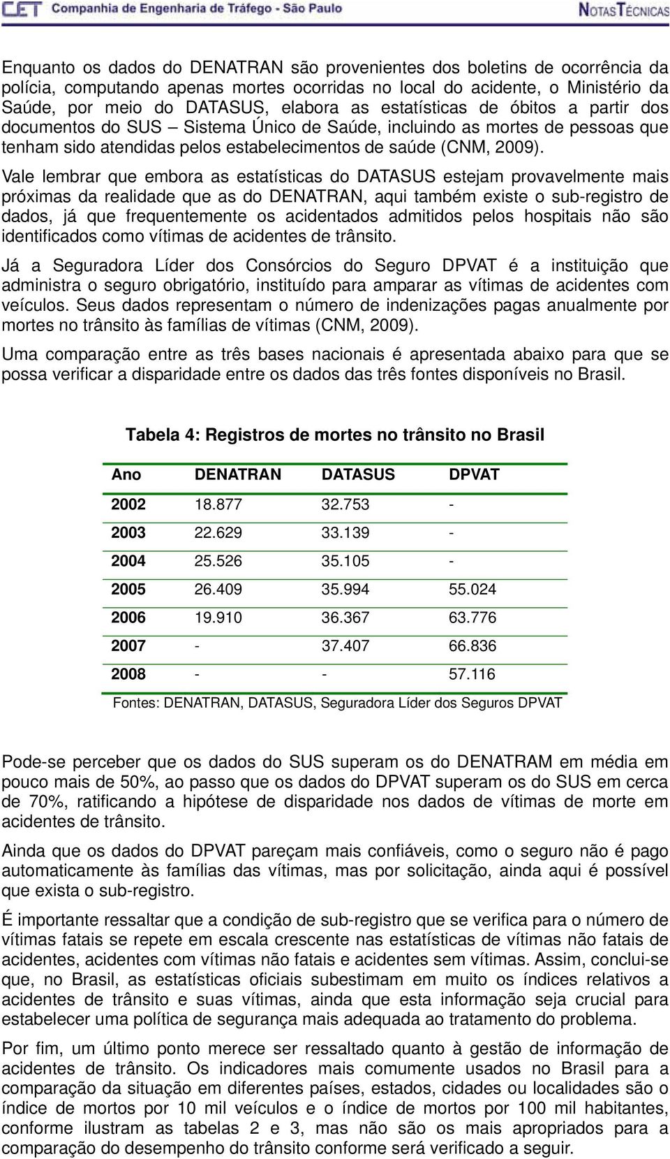 Vale lembrar que embora as estatísticas do DATASUS estejam provavelmente mais próximas da realidade que as do DENATRAN, aqui também existe o sub-registro de dados, já que frequentemente os