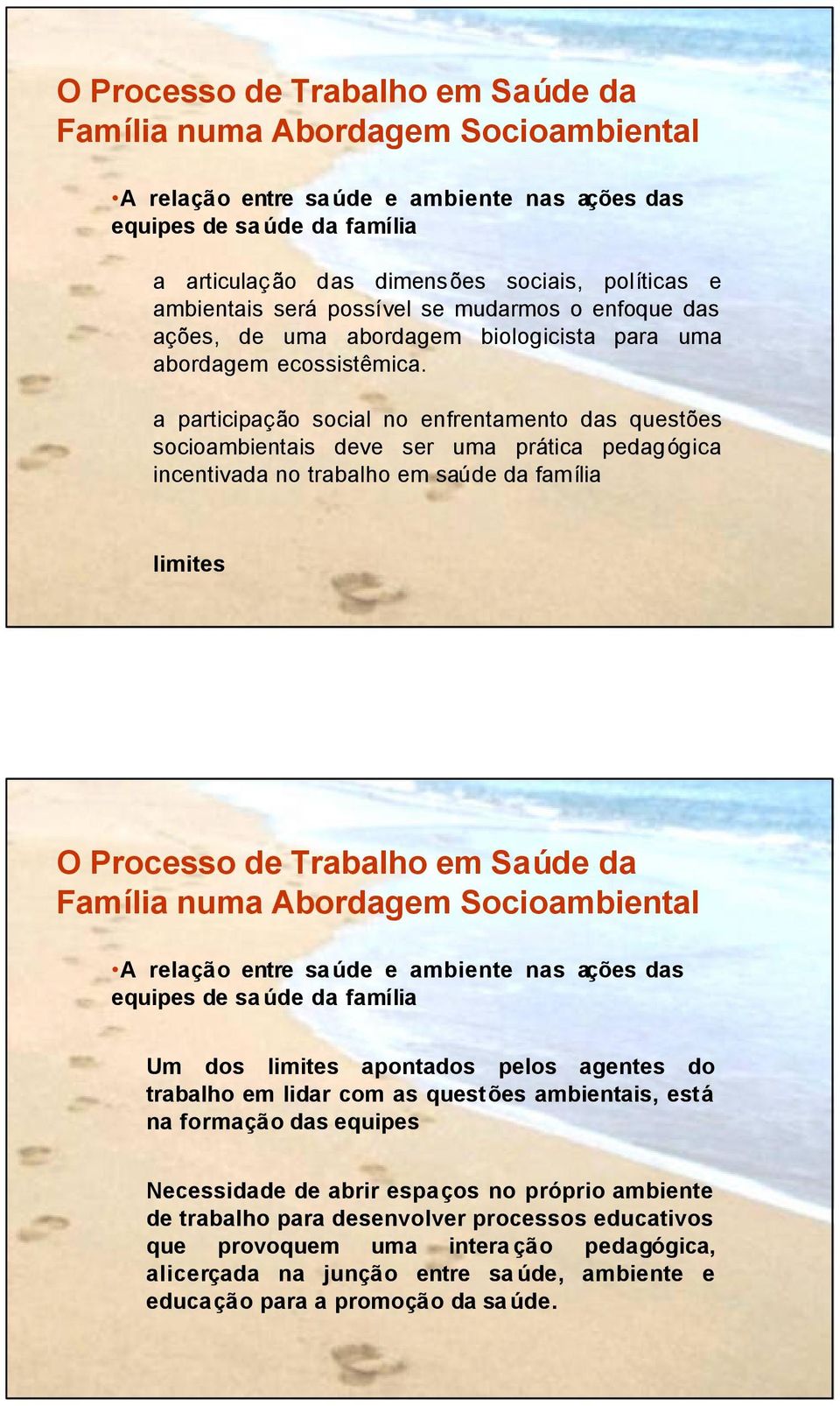 a participação social no enfrentamento das questões socioambientais deve ser uma prática pedagógica incentivada no trabalho em saúde da família limites O Processo de Trabalho em Saúde da A relação