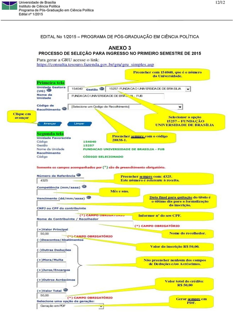 ANEXO 3 PROCESSO DE SELEÇÃO PARA