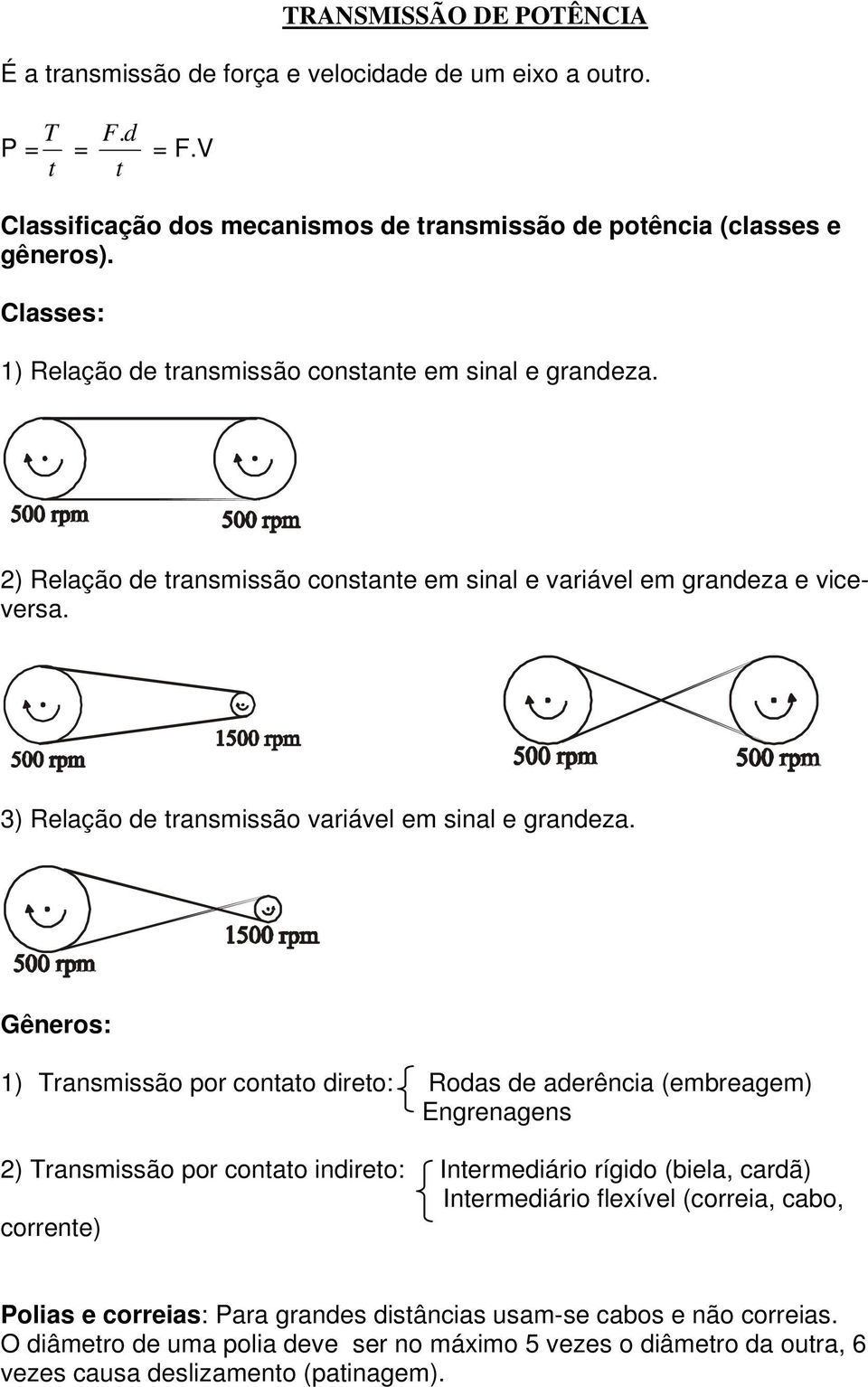 3) Relação de transmissão variável em sinal e grandeza.