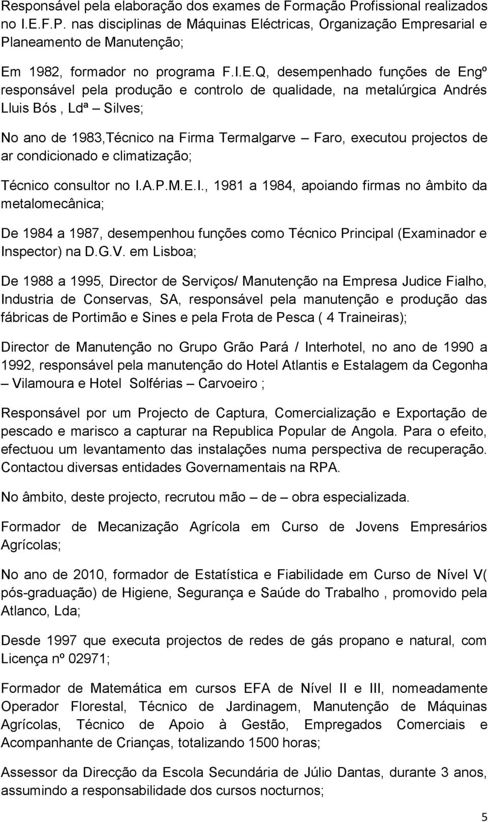 projectos de ar condicionado e climatização; Técnico consultor no I.