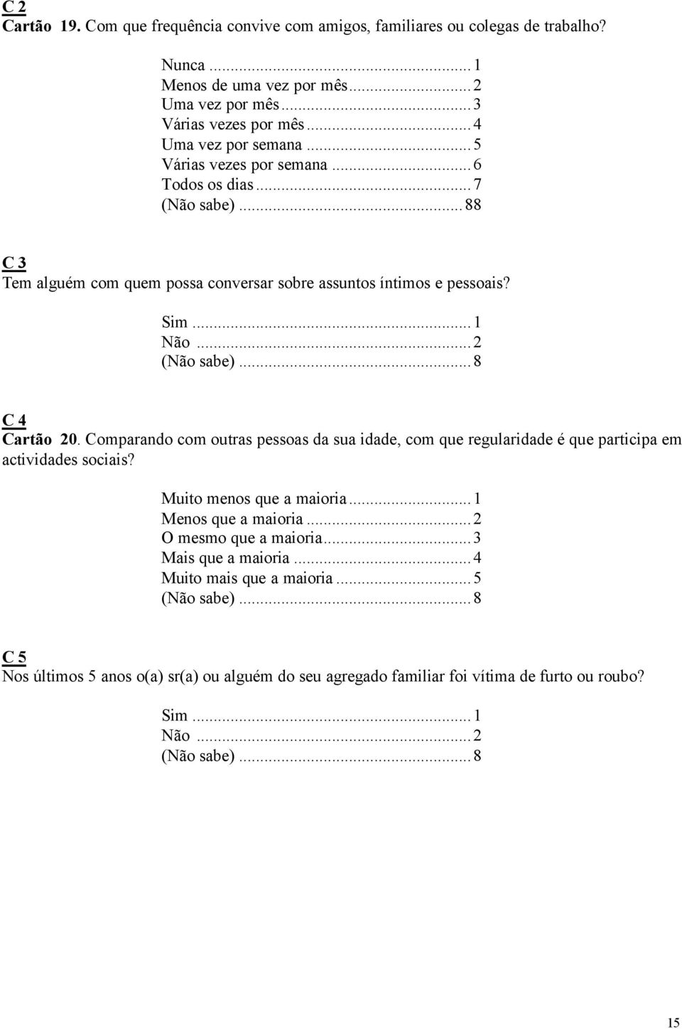 Comparando com outras pessoas da sua idade, com que regularidade é que participa em actividades sociais? Muito menos que a maioria... Menos que a maioria.