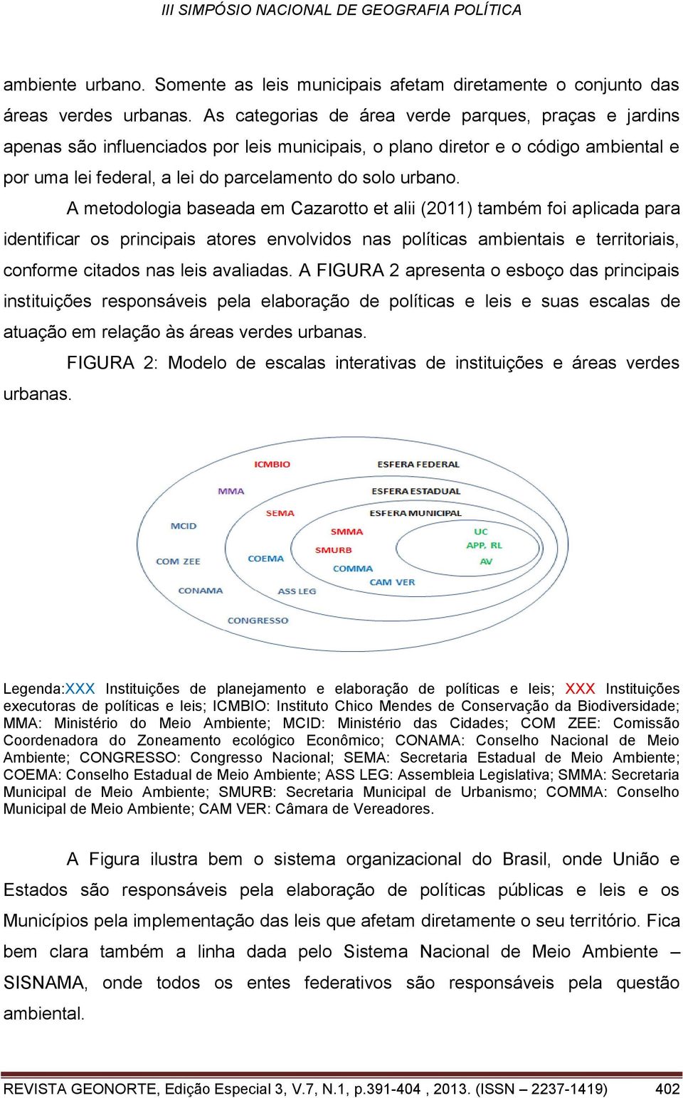 A metodologia baseada em Cazarotto et alii (2011) também foi aplicada para identificar os principais atores envolvidos nas políticas ambientais e territoriais, conforme citados nas leis avaliadas.