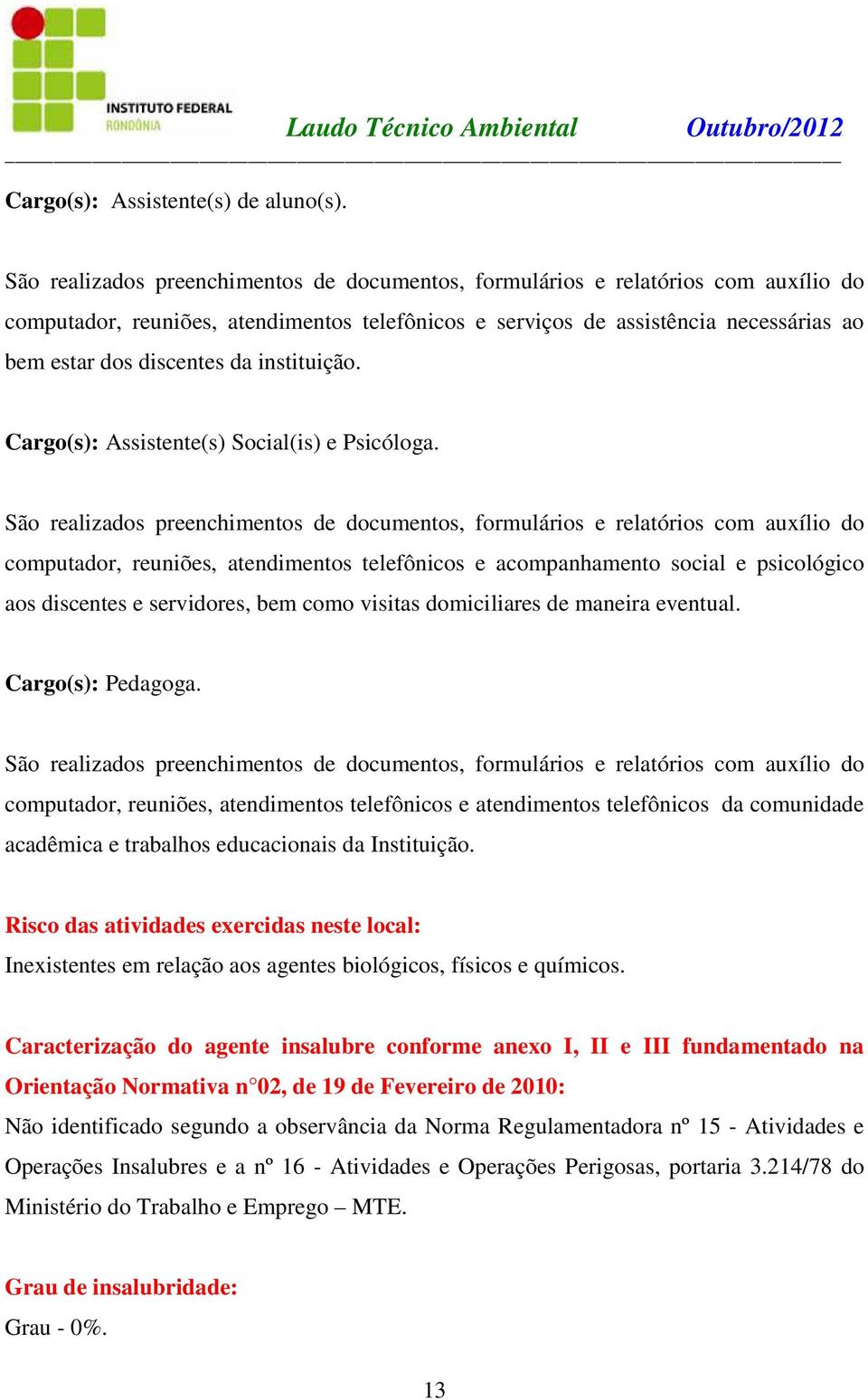 instituição. Cargo(s): Assistente(s) Social(is) e Psicóloga.